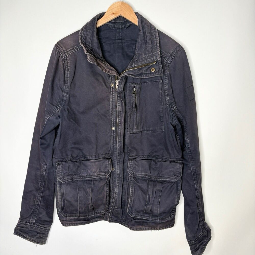 Vintage Abercrombie And Fitch Cargo Jacket Distressed Faded Worn Blue Men M
